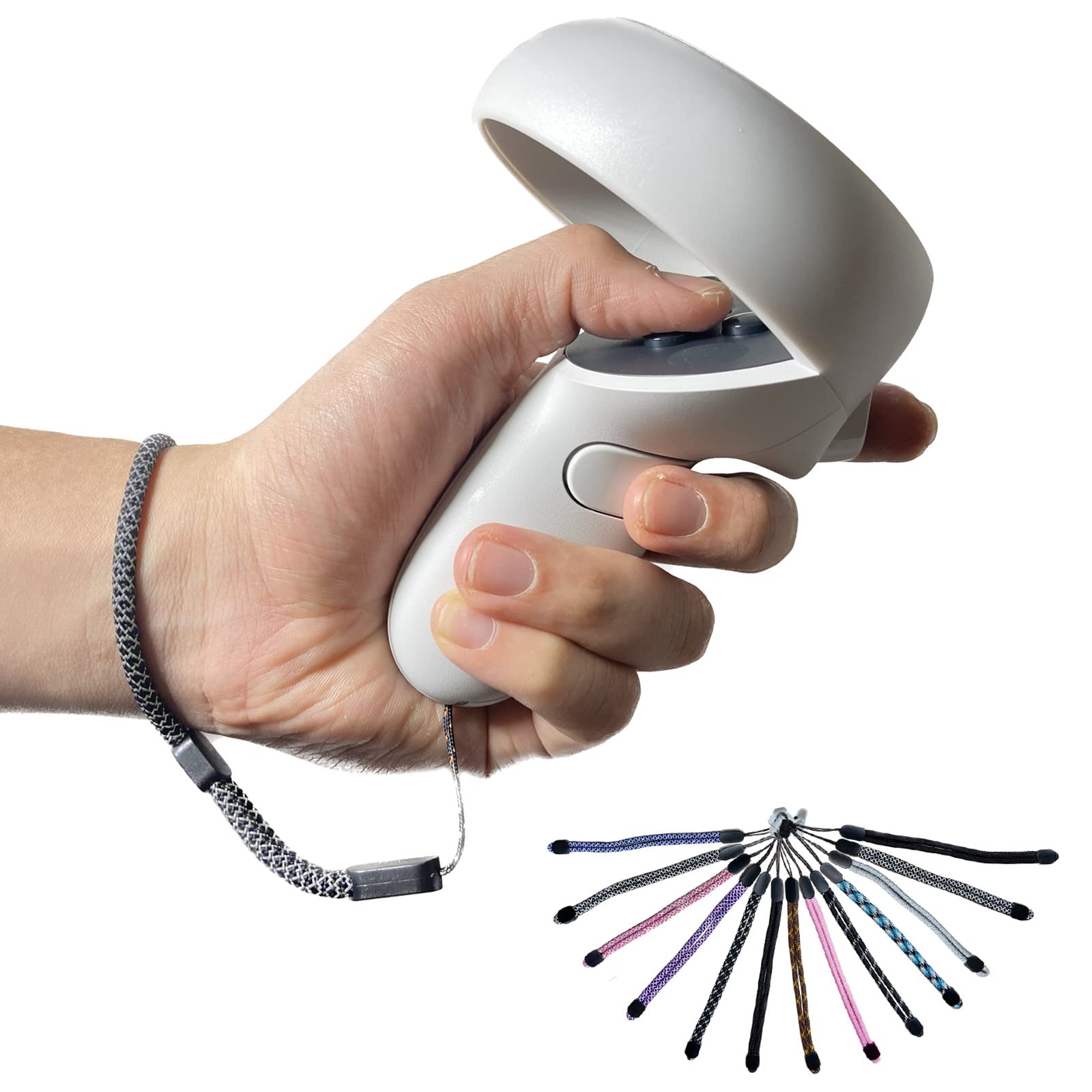 Improved Replacement Wrist Wraps For Oculus Quest 2 Gen Controller, Reflective Hand Straps With Resin Black Stopper, Replacement